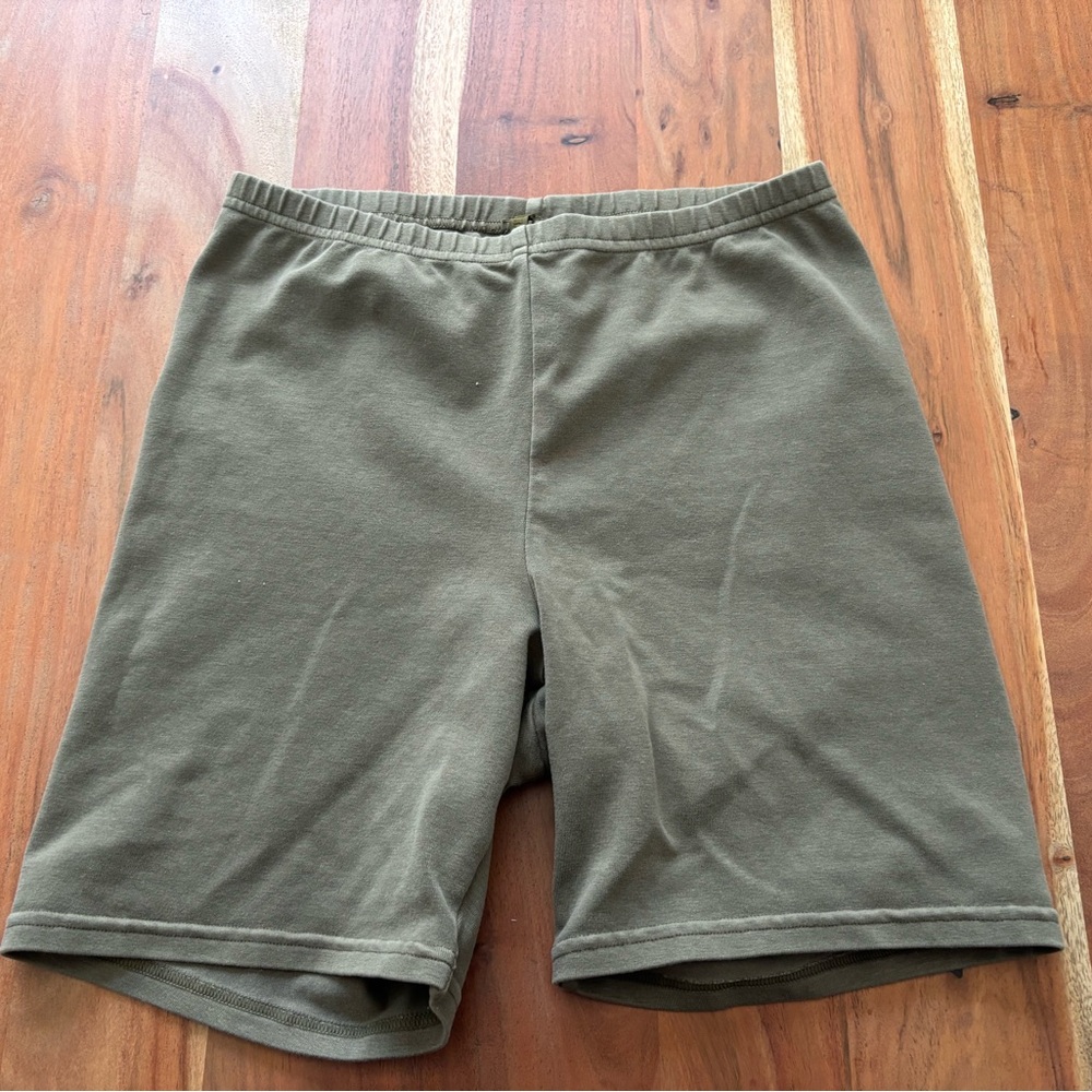 SKIMS Green Athletic Shorts with Elastic Waistband